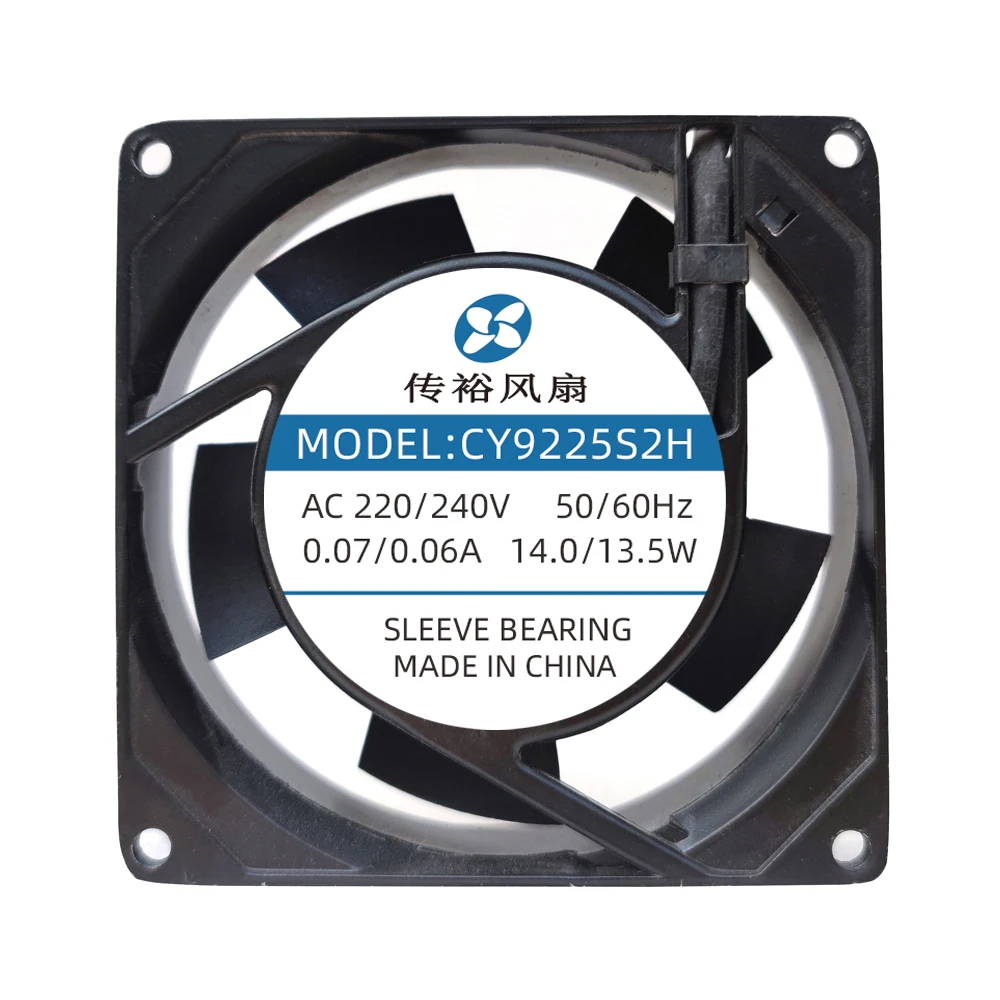 

CHUANYU CY9225S2H 92x92x25mm 220-240 V AC 50/60 HZ 0.07/0.06 A 14./13.5 W Ball Bearing Axial Fan