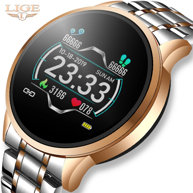 LIGE мужские умные электронные часы роскошные Цифровые с измерением артериального