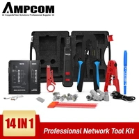ampcom 14 in 1 professional network tool kit ethernet cable tester rj45 rj11 cat6 connectors cable crimper stripper pliers