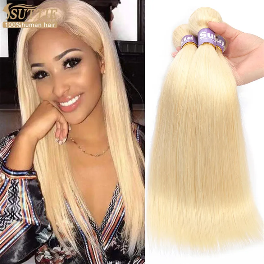 Suttie 613 Blonde Human Hair Bundles Brazilian Weave Virgin Hair 26 28 30 Inch Long Hair Bundles Straight Blonde Bundle