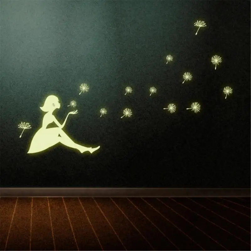 Светящиеся флуоресцентные наклейки на стену Одуванчик для девочек и детей