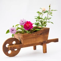 1pcs wooden cart flowerpot fleshy ornamental creative garden household bedroom shop window plants wheelbarrow planter decor pot