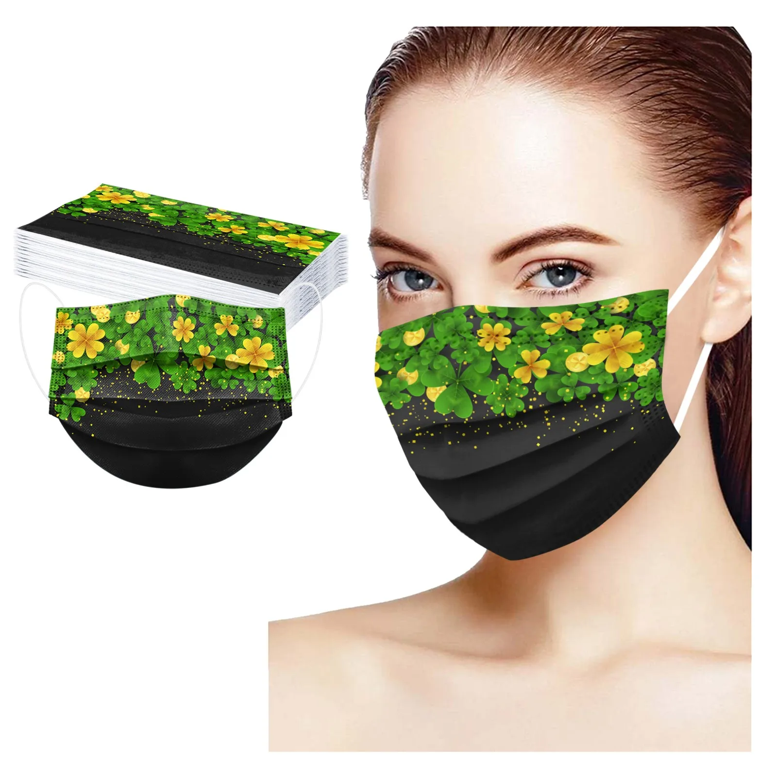

20PCS Adult St. Patrick' Day Disposable Face Mask 3 Ply Earloop Anti-PM2.5 Masks