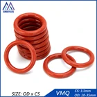 Силиконовое резиновое уплотнительное кольцо VMQ, 50 шт., сменные красные уплотнительные кольца, прокладка, шайба OD 10 мм-35 мм CS 3,1 мм, аксессуары для рукоделия S96
