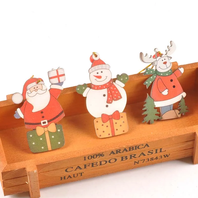 Новогодние Деревянные Подвески в виде звезд Рождественская елка украшение для