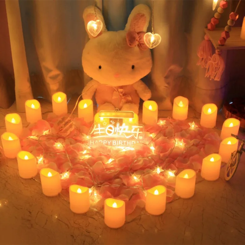 Гирлянды для свечей теплый белый беспламенный светодиодный светильник