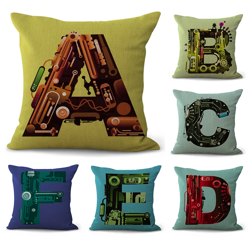 

45*45cm Pillow decoration mechanical letter printing cushion cover pillowcase sofa cushion linen decorative pillowcase