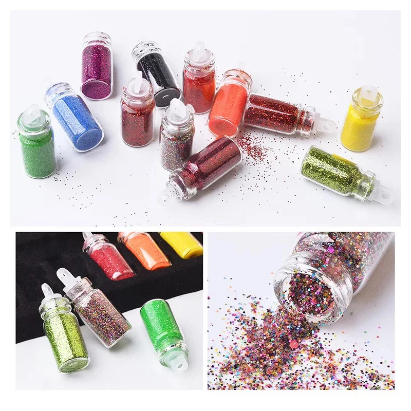 48 бутылок Блестки для украшения ногтей Порошковые бусины наклейки с блестками