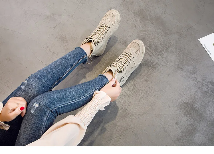 Autumn new high-cut Sneakers female Korean version of the round head side zipper wild women's shoes sports wind ZQ-24
