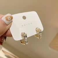 2020 new fahion womens earrings fine zircon geometry square earrings for women bijoux korean girl party jewelry gifts wholesale