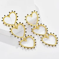 south korea exaggerated earrings retro fashion alloy rhinestone heart earrings popular metal heart earrings female