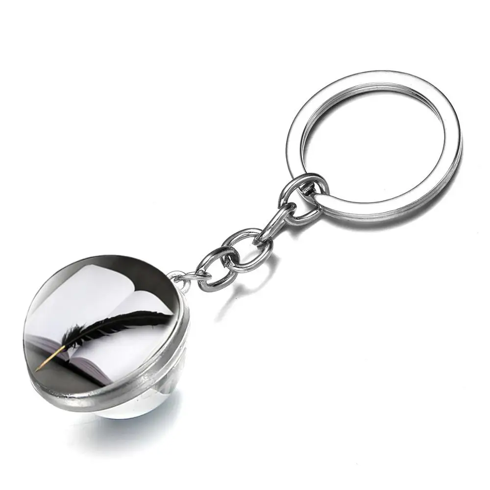 Двусторонний брелок для ключей с изображением библиотеки подарок в винтажном