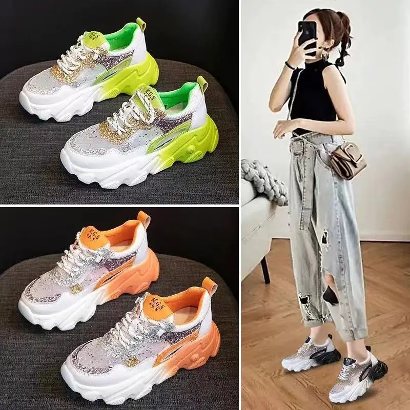 Platform Sneakers Women Casual Shoes Fashion Thick Bottom Ladies Trainers Basket Femme Chunky Sneakers Female Shoes Zapatillas