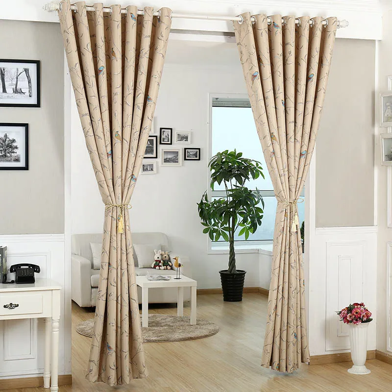 Современные бежевые затемняющие шторы для гостиной Зеленая прозрачная