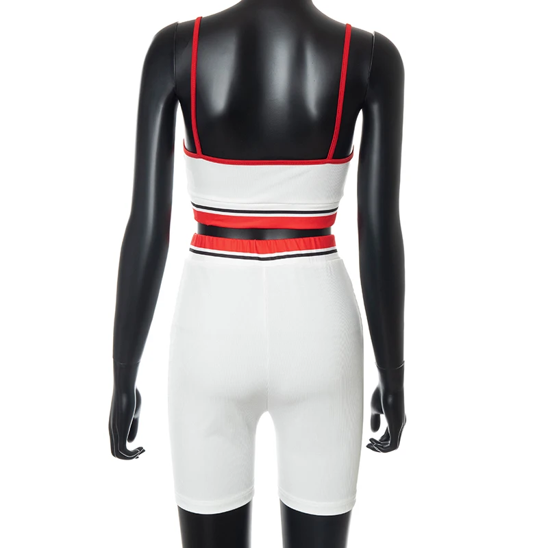 

Bomblook Sport Leisure Fitness Women's Suit Summer 2021 Backless Camisole Slim Stretch Shorts 2 Piece Set Vetement Femme Outfits