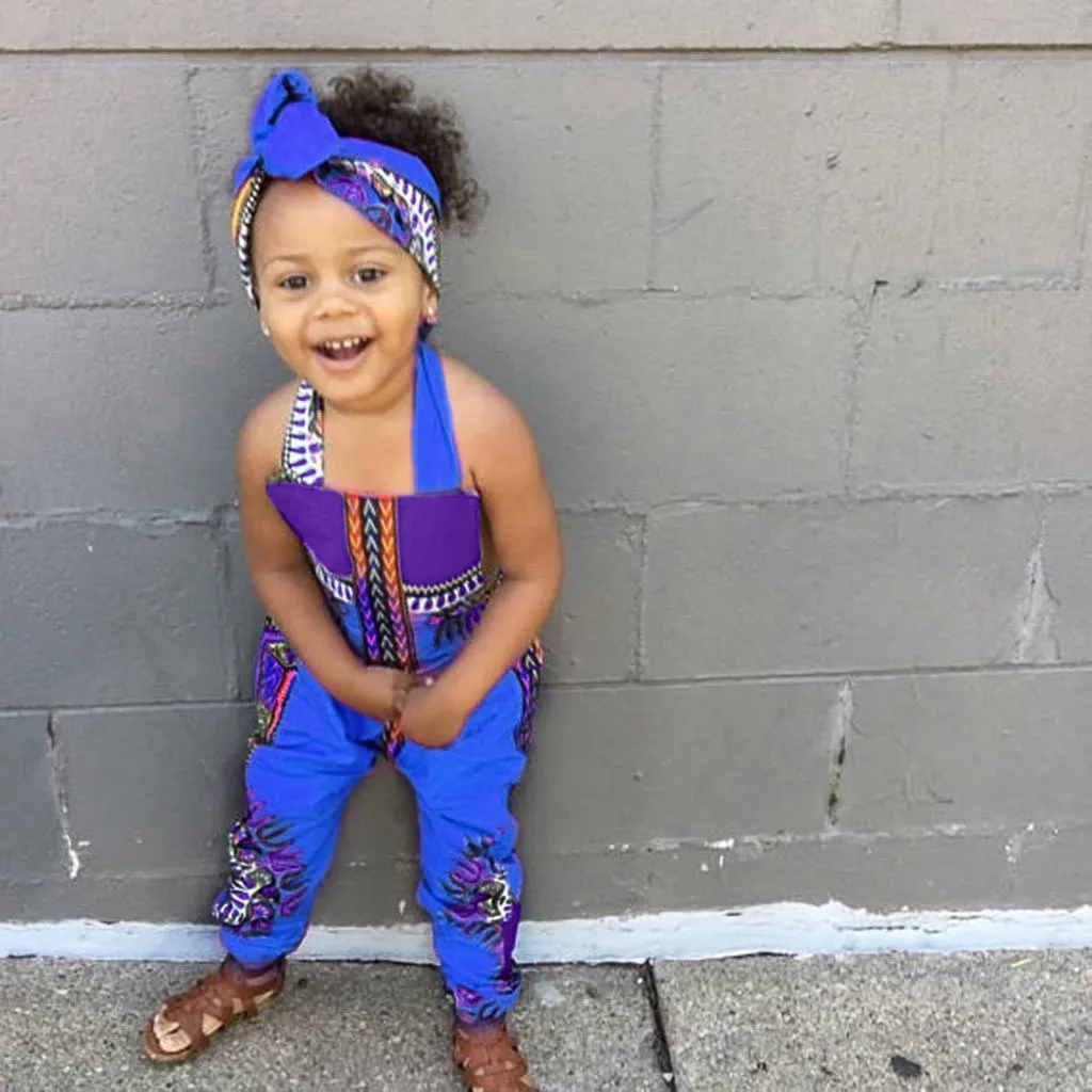 Детский Африканский безрукавный комбинезон с принтом для маленьких девочек