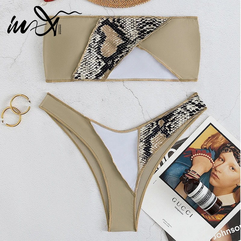 

Женское бикини с высоким вырезом, без бретелек