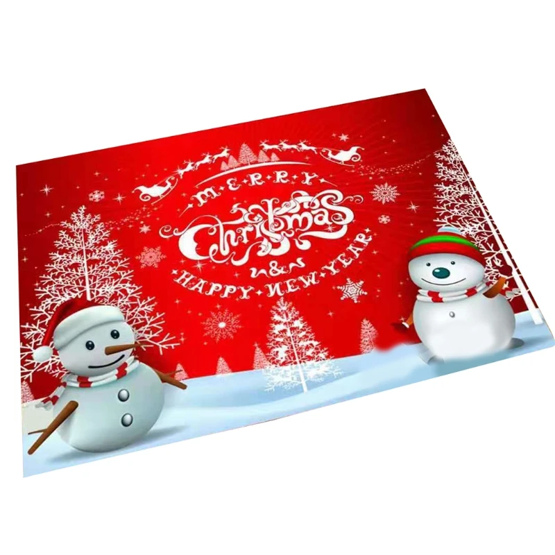 

Christmas Cartoon Door Mat Santa Claus Elk Pattern Floor Carpet Non-Slip Rug Pad