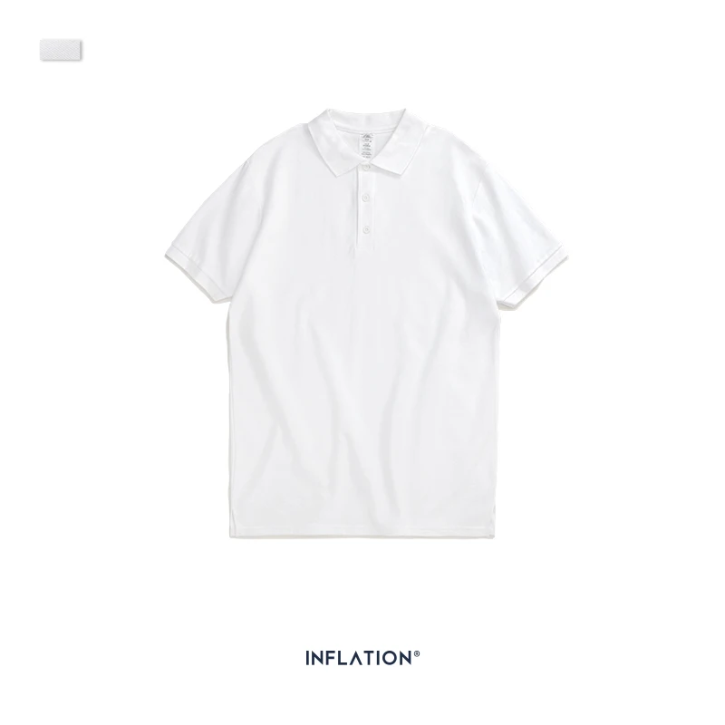 Мужская Однотонная рубашка-поло INFLATION Классическая из 100% хлопка с короткими