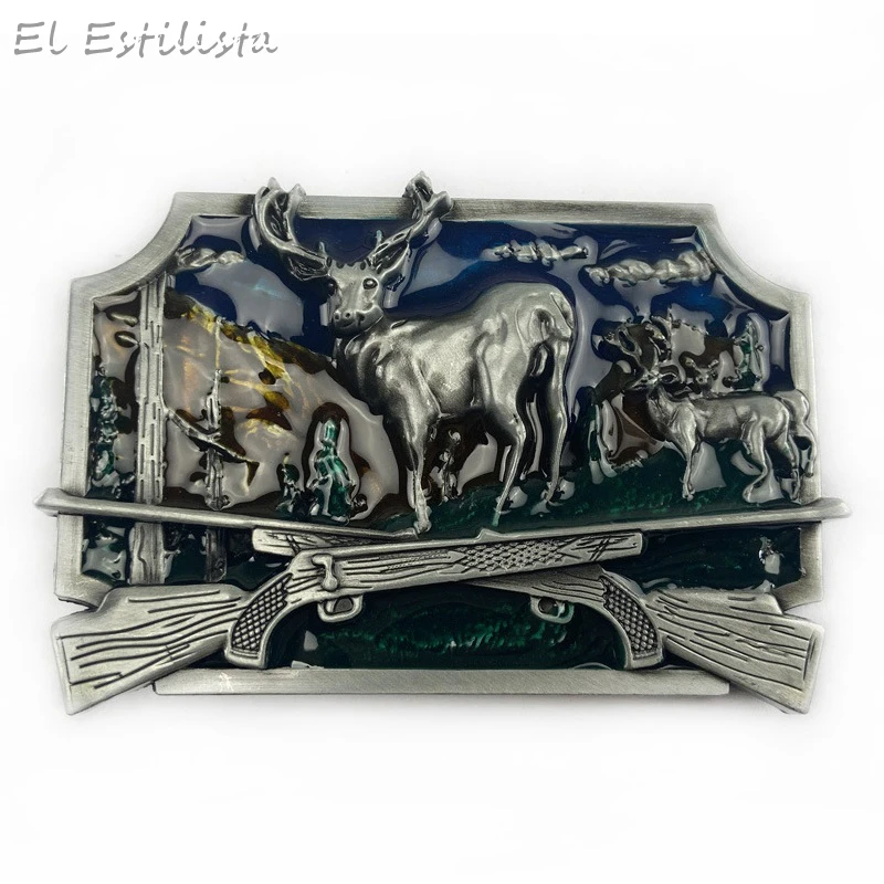 Модная Ковбойская металлическая пряжка овальная Шестигранная в виде оленя с