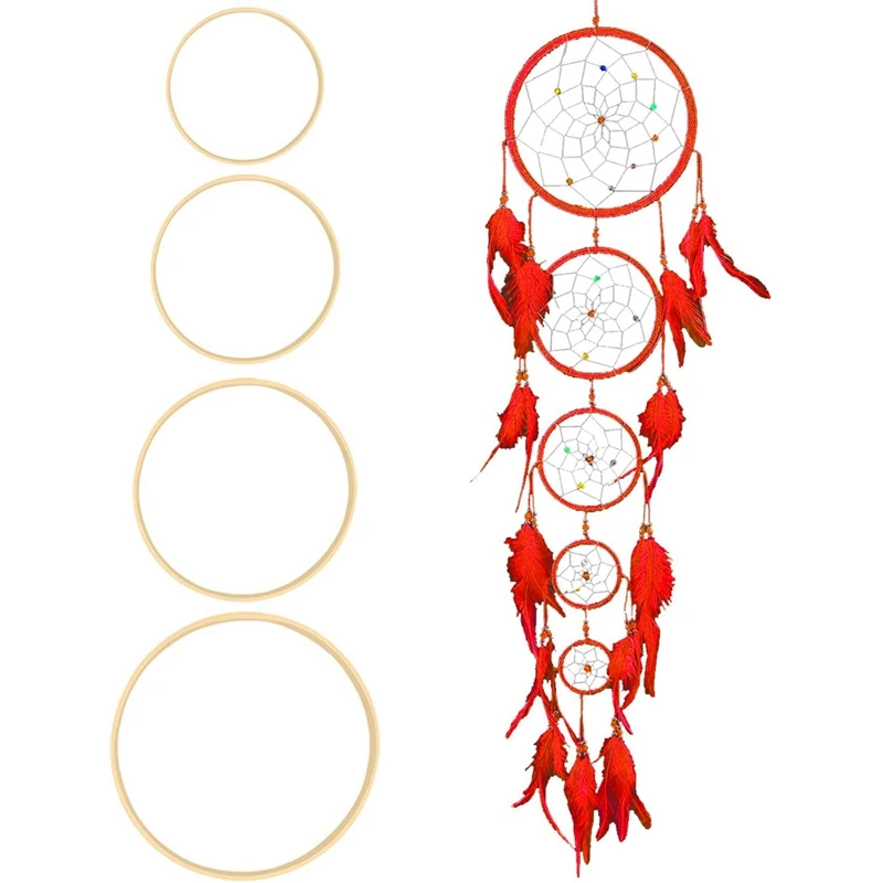 

Dream Bamboo Rings,Wooden Circle Round Catcher DIY Hoop For Flower Wreath House Garden Plant Decor Hanging Basket