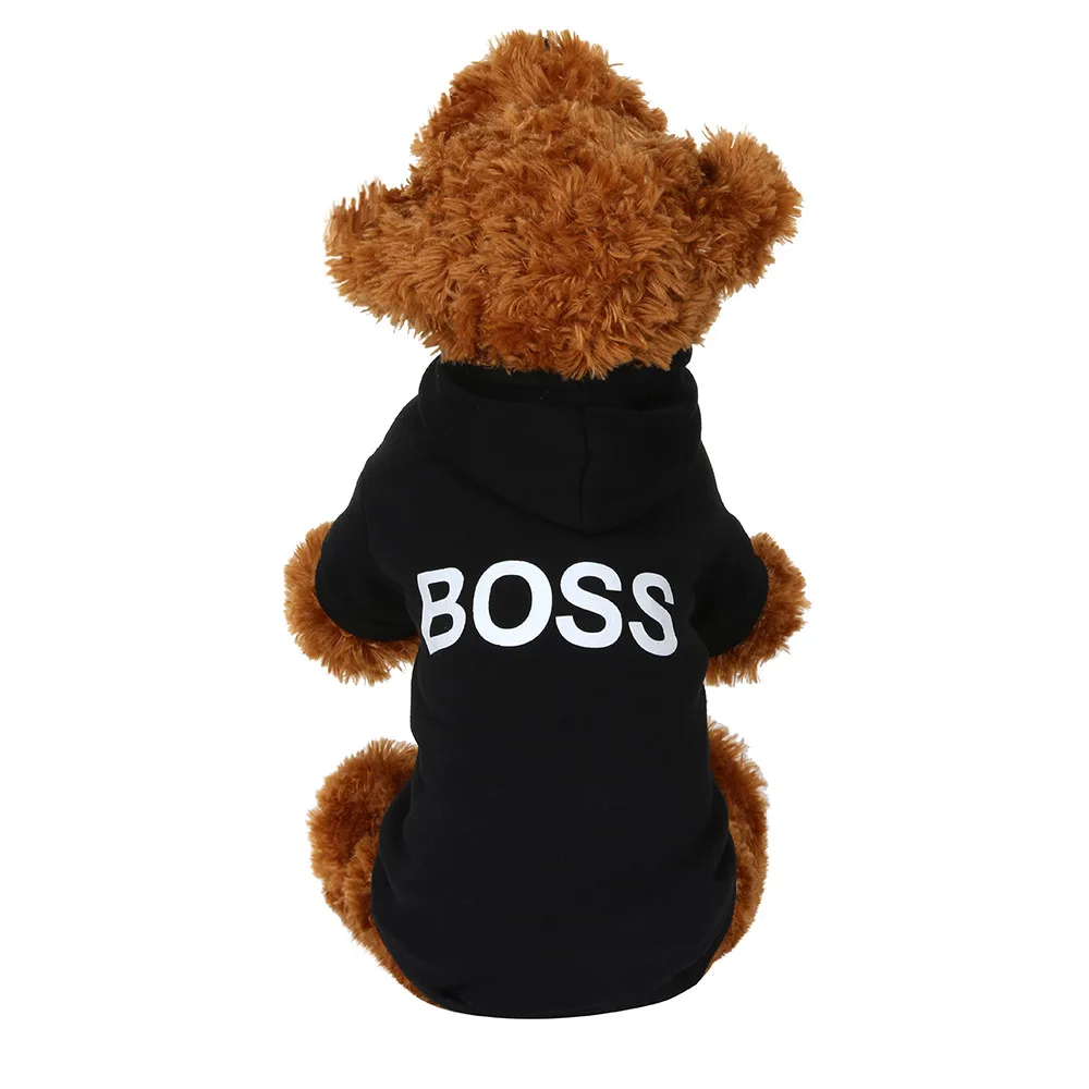 Зимняя одежда для щенков толстовка с капюшоном собак костюм надписью boss