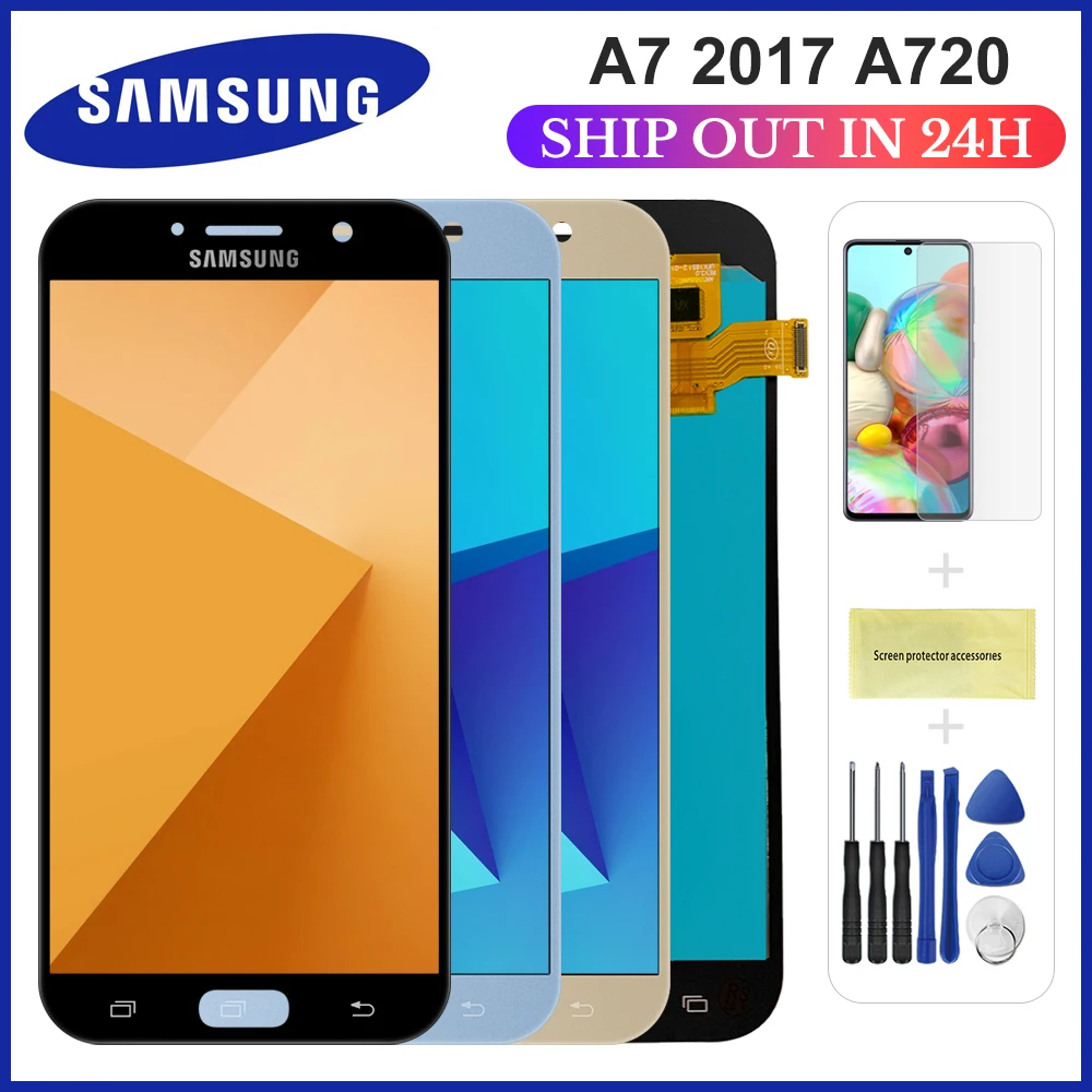 Сменный ЖК дисплей 5 7 ''Super AMOLED для Samsung Galaxy A7 2017 A720 A720F A720M|Экраны мобильных