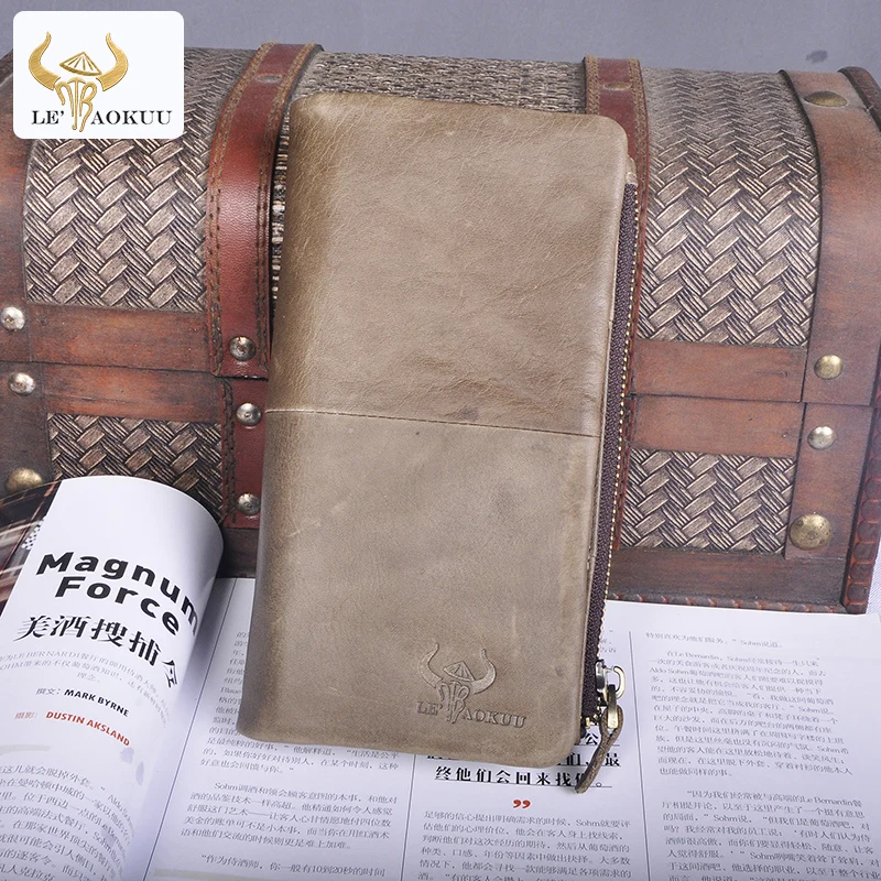 Модный Мужской органайзер для крупного рогатого скота натуральная кожа большой