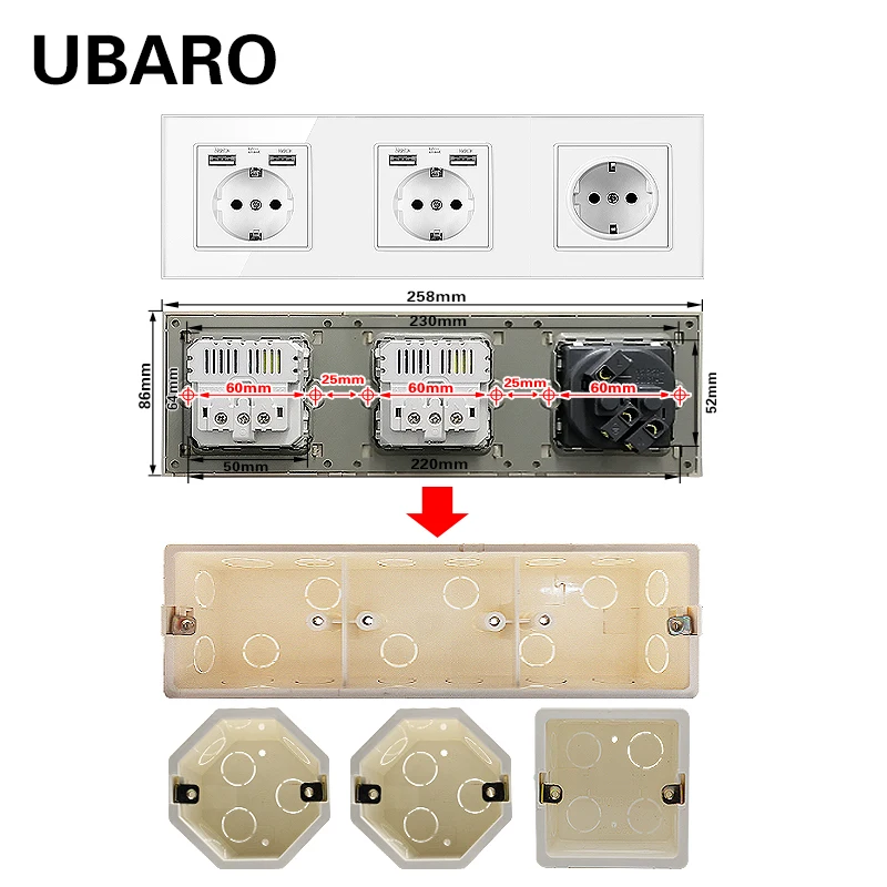 258*80*50 мм розетка скрытый нижний чехол из поликарбоната пластиковый материал