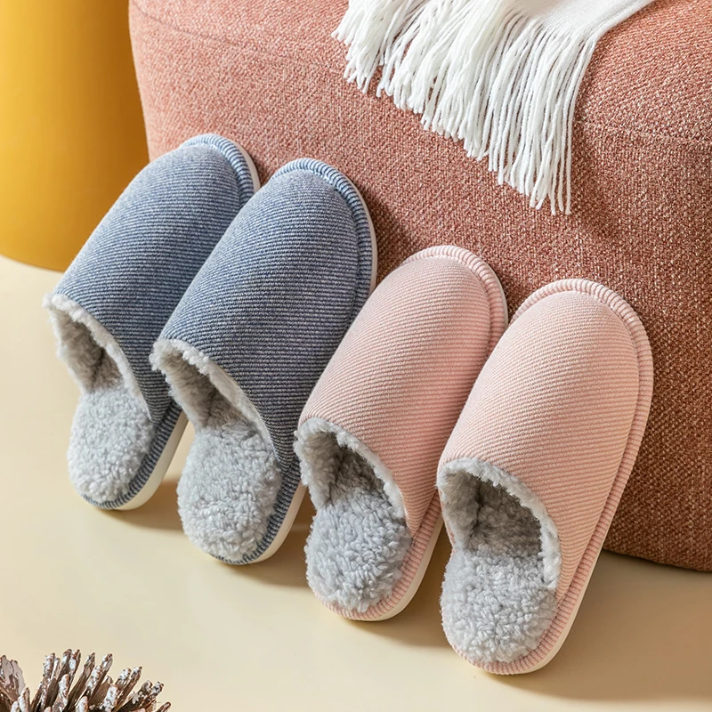 

Winter Warm Women EVA Slippers leather Plush House Slippers Indoor Outdoor Non-Slip Couples Shoes Zapatillas Mujer