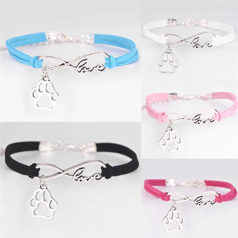 Женский Стильный кожаный браслет с подвеской в виде лапы кошки животного собаки