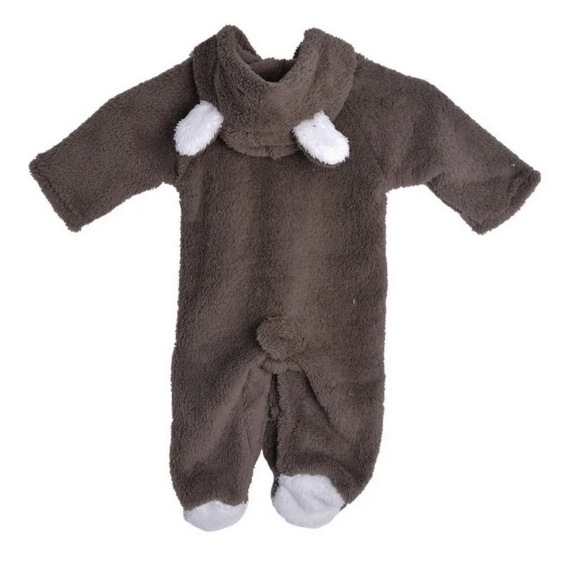 style1 brown CALOFE Baby Rompers Winter Warm Longsleeve Coral Fleece Newborn Baby Boy Girl Clothes Infant Jumpsuit Animal Overall Pajamas - Цвет: style1 brown