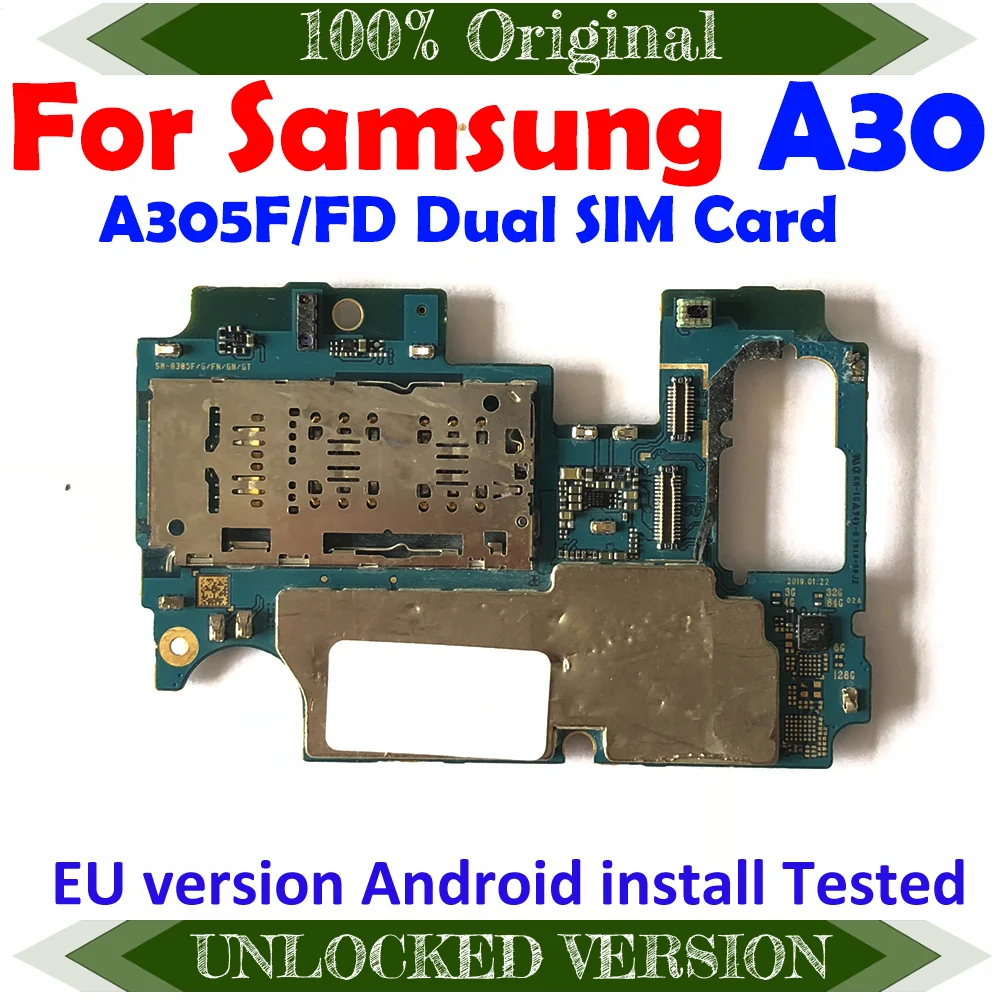 Материнская плата для Samsung Galaxy A30 A305FD 64 ГБ материнская с полными чипами