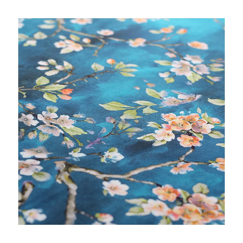 

White waxberry 18momme Elastic Crepe Silk Flowers Printed Fabrics Garment Materials Women Dress DIY Sewing Cloth Freeshipping