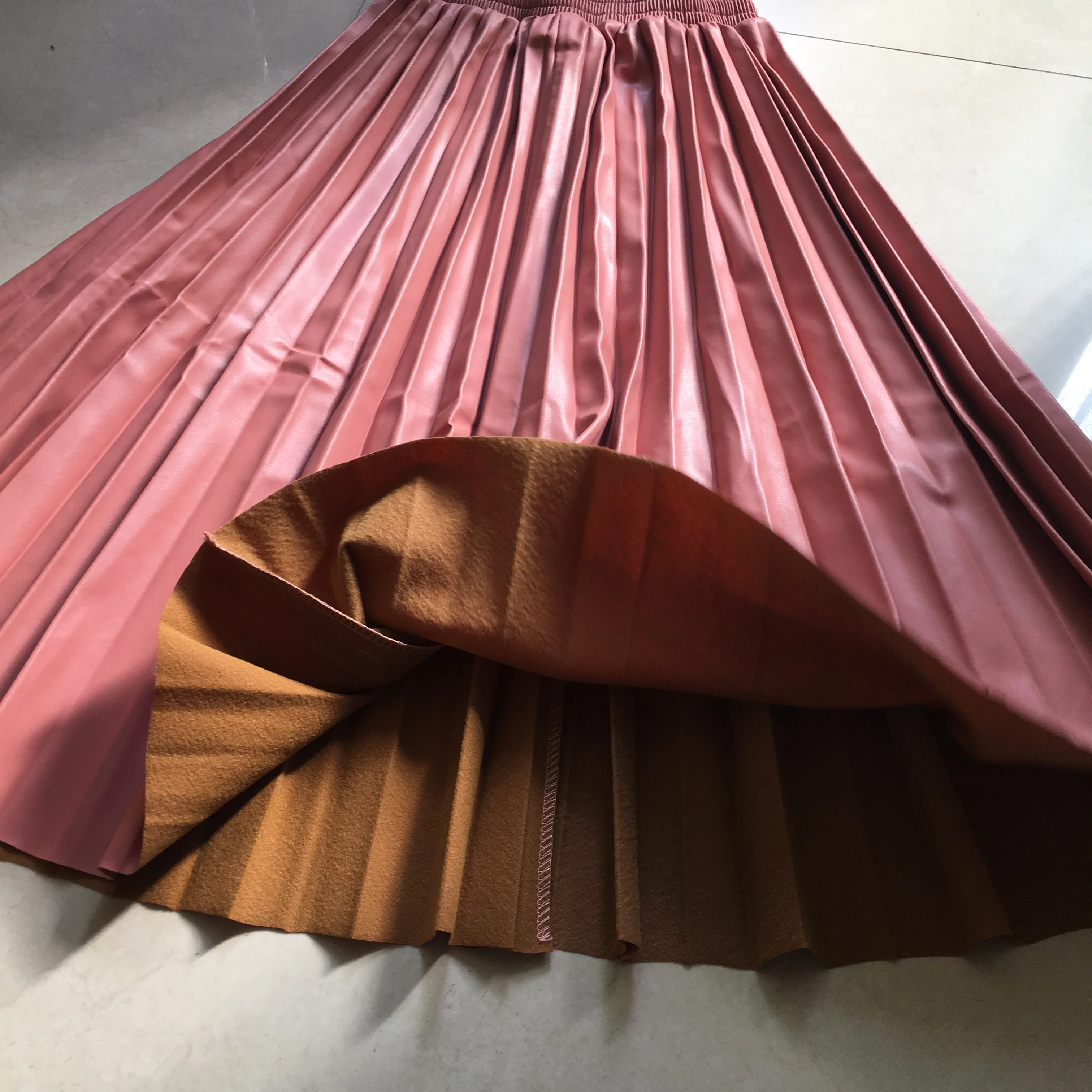 Женская плиссированная юбка из ПУ кожи длинная винтажная искусственной с