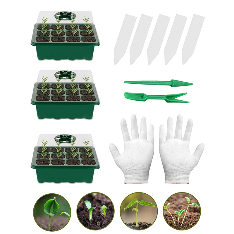 

Practical Garden Nursery Potted Seedlings Set Plastic Moisturizing Hydroponic Pot with Dome and Base