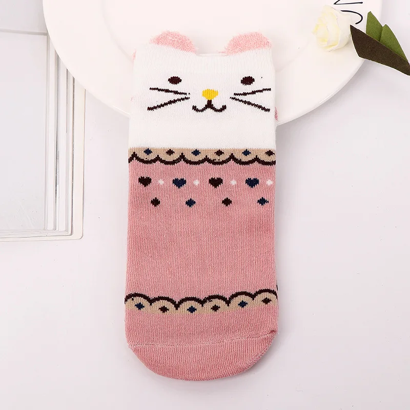5 пара/лот Милые хлопковые женские Носки с рисунком кота и животных Кавайные