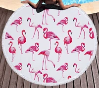 hot tropical flamingo round tapestry wall hanging sandy beach mat towel shawl yoga mat summer sarong cloak camping mat