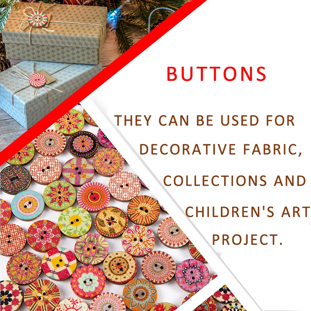 50 шт. деревянные пуговицы ретро серии расписные для одежды скрапбукинга поделки