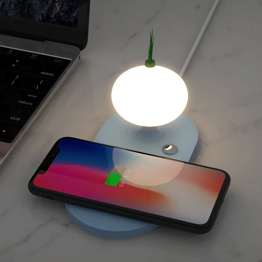 Беспроводное зарядное устройство ночной Светильник для iPhone 11Pro Qi быстрое индукционное зарядное устройство лампа без провода для samsung Galaxy Note 9 10 Xiaomi Mi