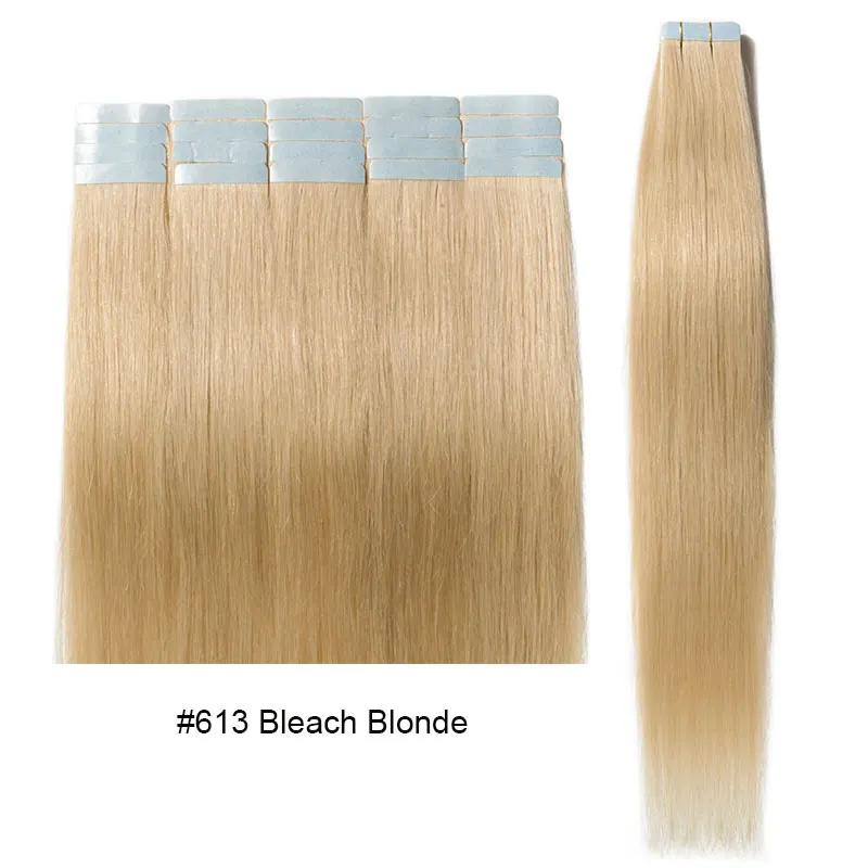#613 SEGO, 1"-24", 3 г/шт., натуральные человеческие волосы, лента для наращивания, клейкая, бесшовная, не Реми, кожа, уток, лента для наращивания волос, 20 шт - Цвет: #613