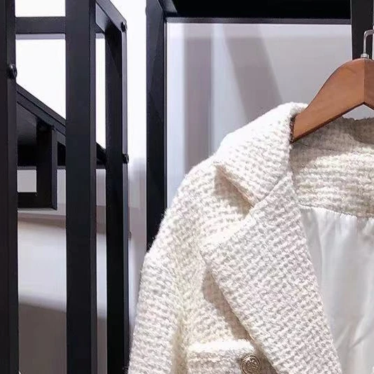 

Женское твидовое пальто с отложным воротником, Осень-зима 2021