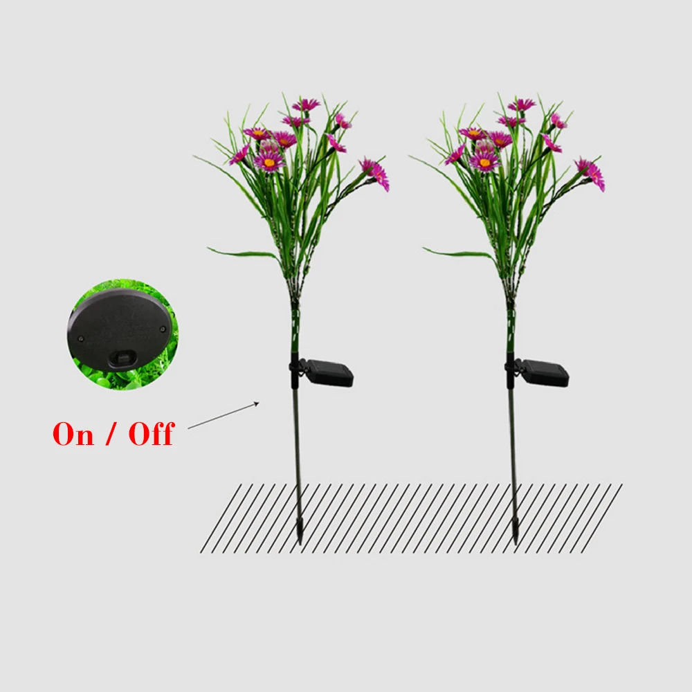 Садовое украшение солнечной светодиодной лампой Chrysanthemum Lights Flower Lawn Lamp Outdoor Colorful Wild Landscape Courtyard Decor.