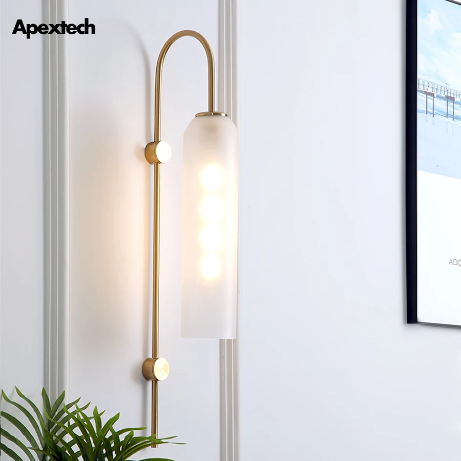 Железный стеклянный настенный светильник в стиле арт деко современные