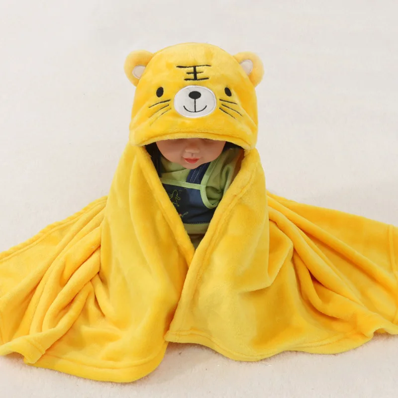 

75*100cm Newborn Flannel Bath Towel Cartoon Animal Shape Cloak Blanket Baby Girl Boy Bath Towel Cover Blanket Wrap 0-6 Years Old