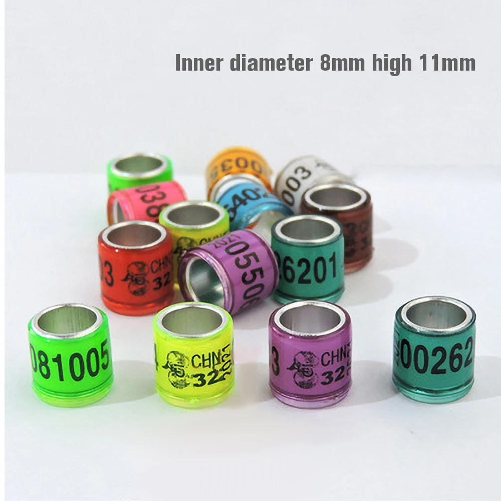 

100PCS *8mm Bird Foot Ring For 2021 Racing Pigeon Rings Leg Bands ARPU Multicolor