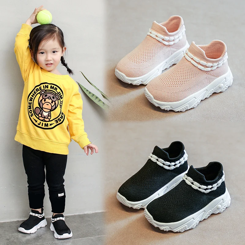 Summer Slip on Children Soft Sport Walking Sock Shoes Kids Running Black Breathable Sneakers for Baby Boy Girls enlarge