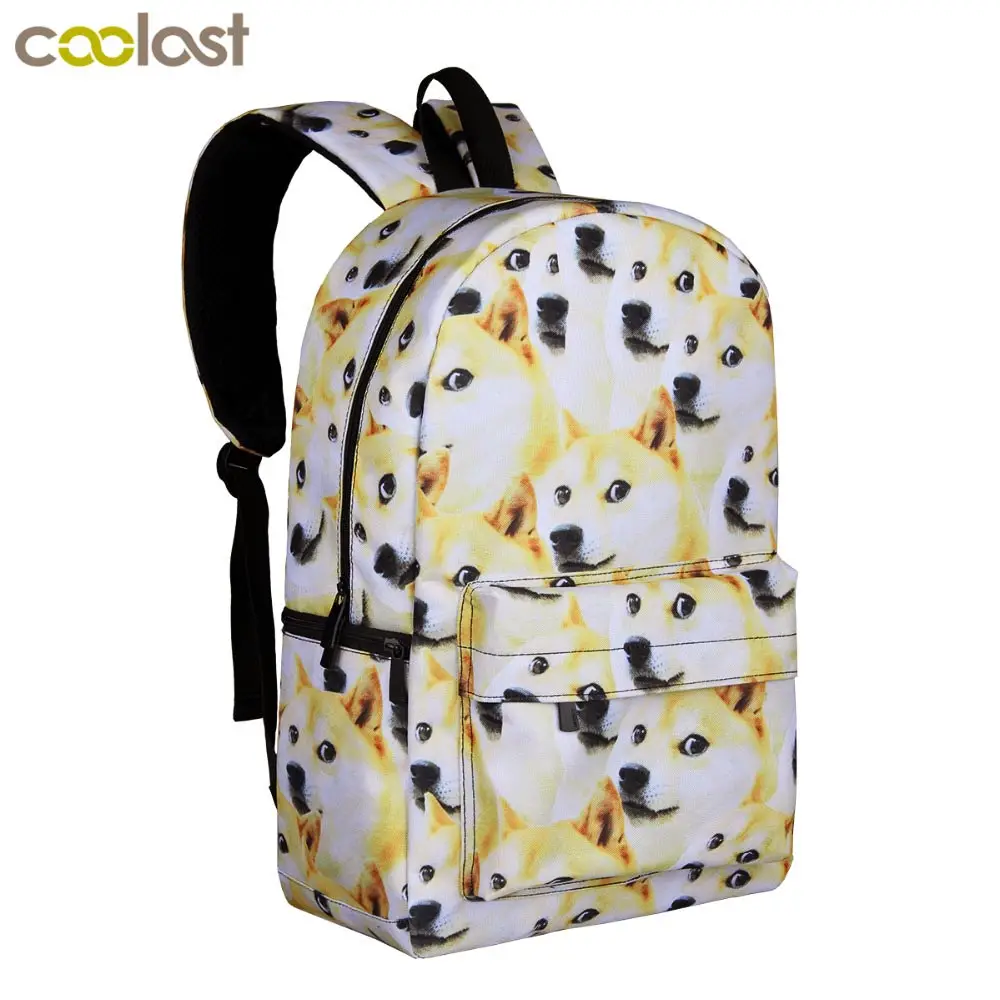 Забавный рюкзак для студентов Сиба ину и щенка детские школьные сумки милый