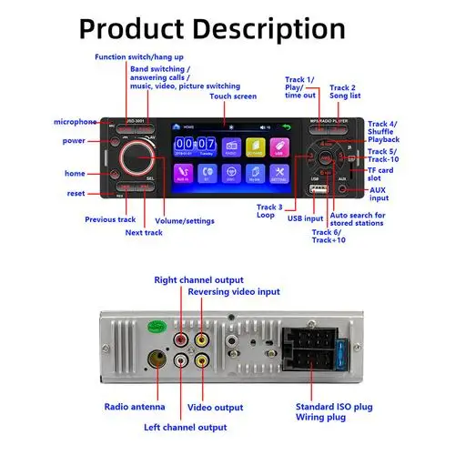 

4.1 Inch Car Stereo Radio Touch Screen MP5 Player 1 Din Mirror Link Autoradio Bluetooth MP5 Video Player USB TF ISO Audio System
