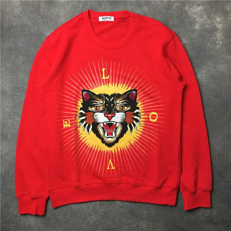 Новые роскошные мужские хлопковые толстовки с вышивкой тигра Morden Future для